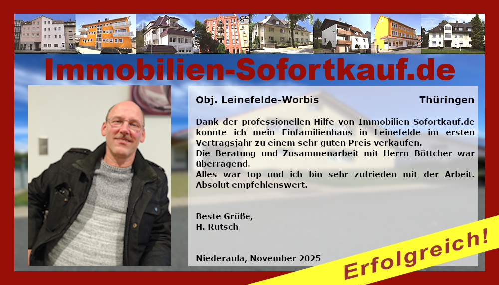 Dank der professionellen Hilfe von Immobilien-Sofortkauf.de konnte ich…